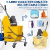 Carro de Limpieza con Cubos de Fregona de 25L Escurridor Cubeta y Estantes para Hotel Oficina 72x49,5x95 cm Amar... - Ogal.Es
