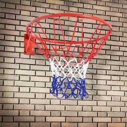 Canasta de Baloncesto de Pared Ø46 cm Aro de Baloncesto con Red de Baloncesto Marco Metálico y 12 Ganchos Rojo - Ogal.Es