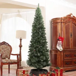 Árbol de Navidad Artificial 225 cm con 980 Ramas 38 Piñas y Soporte de Metal Árbol Navideño para Salón Interior ... - Ogal.Es