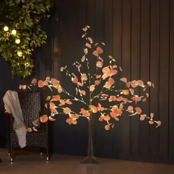 Lámpara de Árbol 120 cm con 175 Luces LED y Base Decoración Navidad para Interiores y Exterior Naranja - Ogal.Es