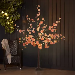 Lámpara de Árbol 150 cm con 245 Luces LED y Base Decoración Navidad para Interiores y Exterior Naranja - Ogal.Es