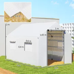 Invernadero de Túnel 2x3x2 m con 4 Ventanas de Malla y Puerta con Cremallera Invernadero de Huerto para Jardín B... - Ogal.Es