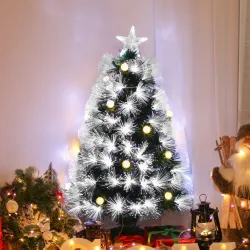 Árbol de Navidad con Fibra Óptica Árbol de Navidad Artificial con 90 Luces LED y 90 Ramas para Interior Ø48x90 c... - Ogal.Es