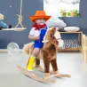 Caballo de Juguete para Niños de +3 Años con Asas Marco de Metal y Base de Madera Carga 40 kg 74x33x62 cm Marrón - Ogal.Es