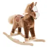 Caballo de Juguete para Niños de +3 Años con Asas Marco de Metal y Base de Madera Carga 40 kg 74x33x62 cm Marrón - Ogal.Es