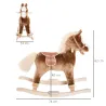 Caballo de Juguete para Niños de +3 Años con Asas Marco de Metal y Base de Madera Carga 40 kg 74x33x62 cm Marrón - Ogal.Es