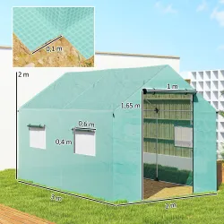 Invernadero de Túnel 2x3x2 m con 4 Ventanas de Malla y Puerta con Cremallera Invernadero de Huerto para Jardín V... - Ogal.Es