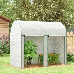 Invernadero de Exterior con Doble Puerta con Cremallera y Cubierta de PE para Cultivar Plantas 200x100x178 cm Bl... - Ogal.Es
