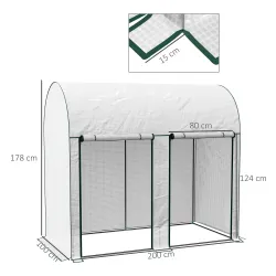 Invernadero de Exterior con Doble Puerta con Cremallera y Cubierta de PE para Cultivar Plantas 200x100x178 cm Bl... - Ogal.Es