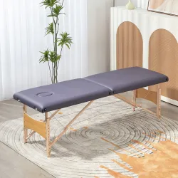 Camilla de Masaje Plegable con Marco de Madera con Altura Regulable y Bolsa de Transporte 186x60x61-87 cm Púrpura - Ogal.Es