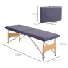 Camilla de Masaje Plegable con Marco de Madera con Altura Regulable y Bolsa de Transporte 186x60x61-87 cm Púrpura - Ogal.Es