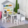 Mesa Infantil con 2 Sillas y Banco Juego de Muebles para Actividades para Niños de +3 Años para Dormitorio Gris ... - Ogal.Es