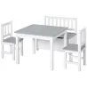 Mesa Infantil con 2 Sillas y Banco Juego de Muebles para Actividades para Niños de +3 Años para Dormitorio Gris ... - Ogal.Es