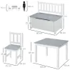 Mesa Infantil con 2 Sillas y Banco Juego de Muebles para Actividades para Niños de +3 Años para Dormitorio Gris ... - Ogal.Es