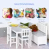 Mesa Infantil con 2 Sillas y Banco Juego de Muebles para Actividades para Niños de +3 Años para Dormitorio Gris ... - Ogal.Es