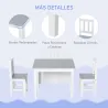Mesa Infantil con 2 Sillas y Banco Juego de Muebles para Actividades para Niños de +3 Años para Dormitorio Gris ... - Ogal.Es