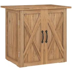 Caseta de Jardín Exterior de Madera con 2 Puertas Magnéticas para Almacenamiento de Herramientas 77x55x72 cm Marrón - Ogal.Es