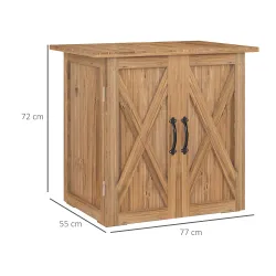 Caseta de Jardín Exterior de Madera con 2 Puertas Magnéticas para Almacenamiento de Herramientas 77x55x72 cm Marrón - Ogal.Es