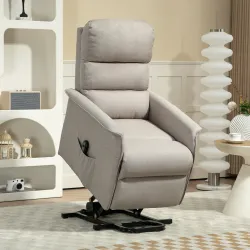 Sillón Relax Reclinable Eléctrico Levanta Personas con Mando a Distancia y Bolsillo Lateral Sillón Elevador Beige - Ogal.Es