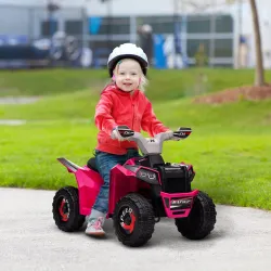Quad Eléctrico para Niños de 18-36 Meses con Avance y Retroceso Velocidad de 2,5 km/h 70x41,5x48,5 cm Rosa - Ogal.Es