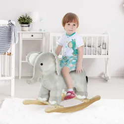Caballo Balancín para Niños de 2-4 Años en Forma de Elefante con Sonido y Base de Madera Carga 40 kg 64,5x31x52 ... - Ogal.Es