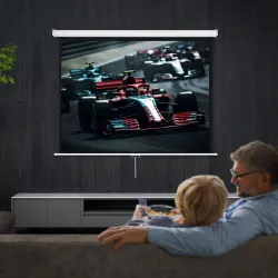 Pantalla Proyector de 84 Pulgadas Formato 4:3 4K Pantalla de Proyección Montaje en Pared o Techo Blanco - Ogal.Es