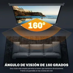 Pantalla Proyector de 84 Pulgadas Formato 4:3 4K Pantalla de Proyección Montaje en Pared o Techo Blanco - Ogal.Es
