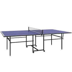 Mesa de Ping-Pong Plegable con 4 Ruedas Red 2 Palas y 3 Pelotas para Interior y Exterior 274x152,5x75,5 cm Azul - Ogal.Es