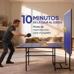 Mesa de Ping-Pong Plegable con 4 Ruedas Red 2 Palas y 3 Pelotas para Interior y Exterior 274x152,5x75,5 cm Azul - Ogal.Es
