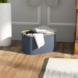 Cesto de la Ropa Sucia Plegable 36 L con Asas para Baño Dormitorio Lavadero 44,3x33,3x26,5 cm Gris - Ogal.Es