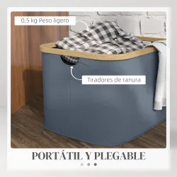 Cesto de la Ropa Sucia Plegable 36 L con Asas para Baño Dormitorio Lavadero 44,3x33,3x26,5 cm Gris - Ogal.Es
