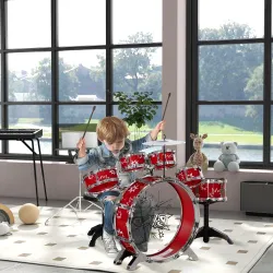 Batería para Niños de +3 Años con Tambores Bombo Platillo Pedal y Baquetas Diseño con Tema de Estrellas 65x22x57... - Ogal.Es