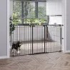 Valla para Mascotas de Acero Plegable con 3 Paneles Doble Cerradura y Función de Bloqueo Auxiliar 206x90 cm Negro - Ogal.Es