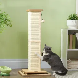 Rascador para Gatos Arañador para Gatos con Bola Colgante Juguete de Pelota de Pista y Poste de Sisal Roble - Ogal.Es