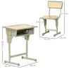 Juego de Escritorio y Silla para Niños de +6 Años Altura Ajustable con Cajón y Gancho Natural - Ogal.Es