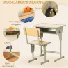 Juego de Escritorio y Silla para Niños de +6 Años Altura Ajustable con Cajón y Gancho Natural - Ogal.Es