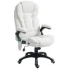Silla de Oficina con Masaje de 6 Puntos con Función de Calefacción Tejido de Borreguito 67x74x107-116 cm Blanco - Ogal.Es