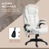 Silla de Oficina con Masaje de 6 Puntos con Función de Calefacción Tejido de Borreguito 67x74x107-116 cm Blanco - Ogal.Es