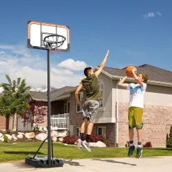 Canasta de Baloncesto de Exterior con Altura Ajustable 182-213 cm Ruedas Base Rellenable Negro - Ogal.Es