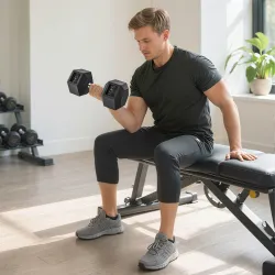 Mancuerna Hexagonal 15 KG con Barra de Conexión Metálica para Entrenamiento en Casa Gimnasio Oficina Negro y Plata - Ogal.Es