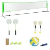 Red con Soporte con 2 Raquetas y 3 Volantes de Bádminton y 2 Palas y 2 Bolas de Pickleball y Pelota de Voleibol - Ogal.Es