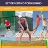 Red con Soporte con 2 Raquetas y 3 Volantes de Bádminton y 2 Palas y 2 Bolas de Pickleball y Pelota de Voleibol - Ogal.Es