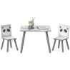 Set de Mesa y 2 Sillas Conjunto de Muebles Infantiles de 3 Piezas para Niños de +3 Años con Cenefa y Panda Gris ... - Ogal.Es