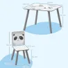 Set de Mesa y 2 Sillas Conjunto de Muebles Infantiles de 3 Piezas para Niños de +3 Años con Cenefa y Panda Gris ... - Ogal.Es