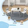 Set de Mesa y 2 Sillas Conjunto de Muebles Infantiles de 3 Piezas para Niños de +3 Años con Cenefa y Panda Gris ... - Ogal.Es