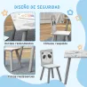 Set de Mesa y 2 Sillas Conjunto de Muebles Infantiles de 3 Piezas para Niños de +3 Años con Cenefa y Panda Gris ... - Ogal.Es