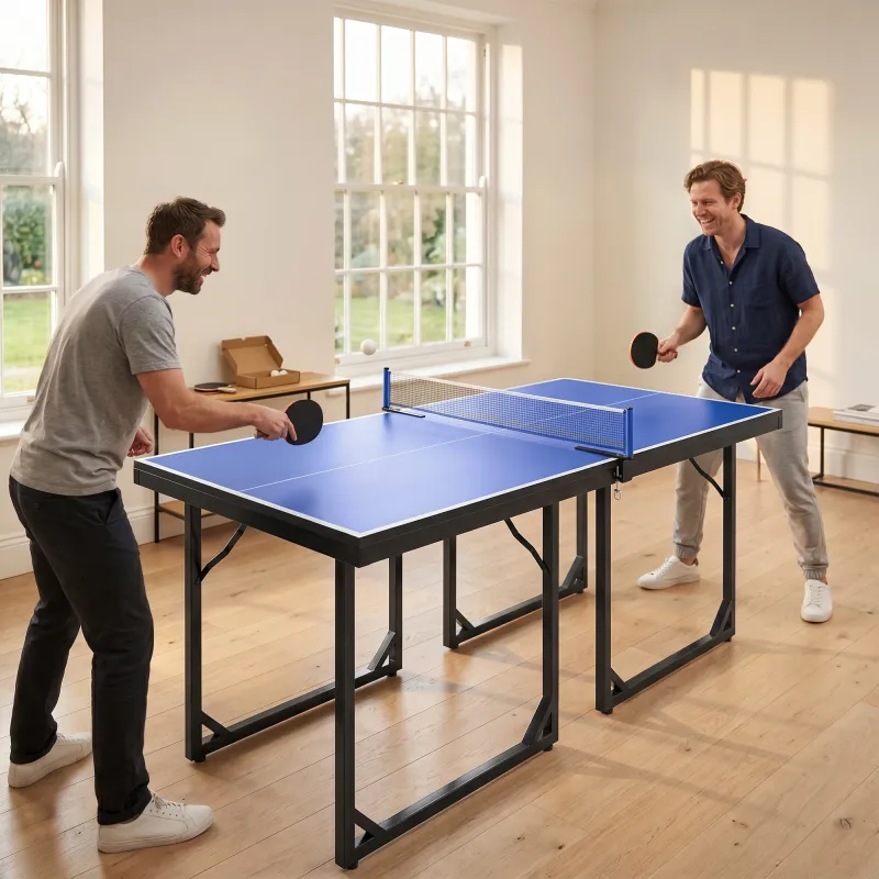 Mesa de Ping-Pong Plegable con Red y Marco de Acero para Interior 182x91x76 cm Azul - Ogal.Es