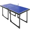 Mesa de Ping-Pong Plegable con Red y Marco de Acero para Interior 182x91x76 cm Azul - Ogal.Es