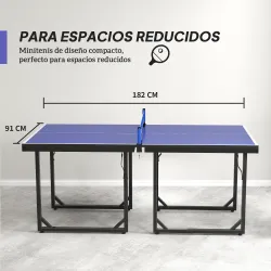 Mesa de Ping-Pong Plegable con Red y Marco de Acero para Interior 182x91x76 cm Azul - Ogal.Es