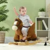 Caballo Balancín para Niños de 18-36 Mesas con Sonido Asas Cinturón de Seguridad Carga 25 kg 68x33x45 cm Marrón - Ogal.Es